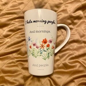 Love Your Mug Tall Beverage Mug with Quote and Floral Details